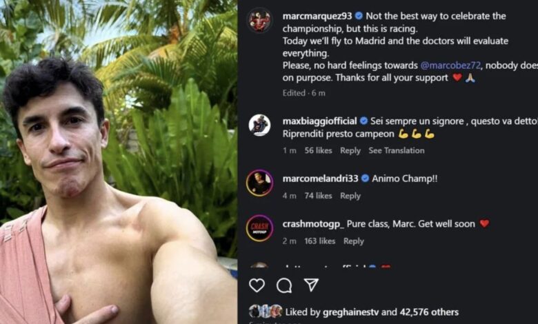 Marquez minta fans tak salahkan Bezzecchi usai terjungkal di dalam di Mandalika