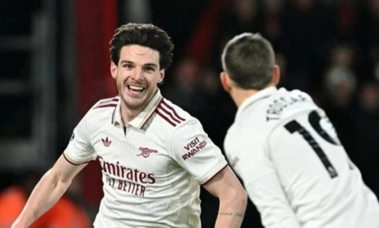 Declan Rice cetak brace, Arsenal menang tipis 3-2 berjuang melawan Bournemouth