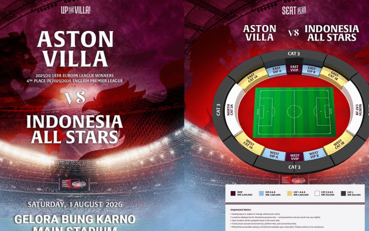 Aston Villa akan menyapa penggemar sepak bola Indonesia dengan kekuatan terbaik dalam rangka tur pramusim 2026. Juara UEFA Europa League 2025/26 itu juga membawa trofi juara ke Jakarta sebagai bagian dari rangkaian kegiatan bersama suporter.